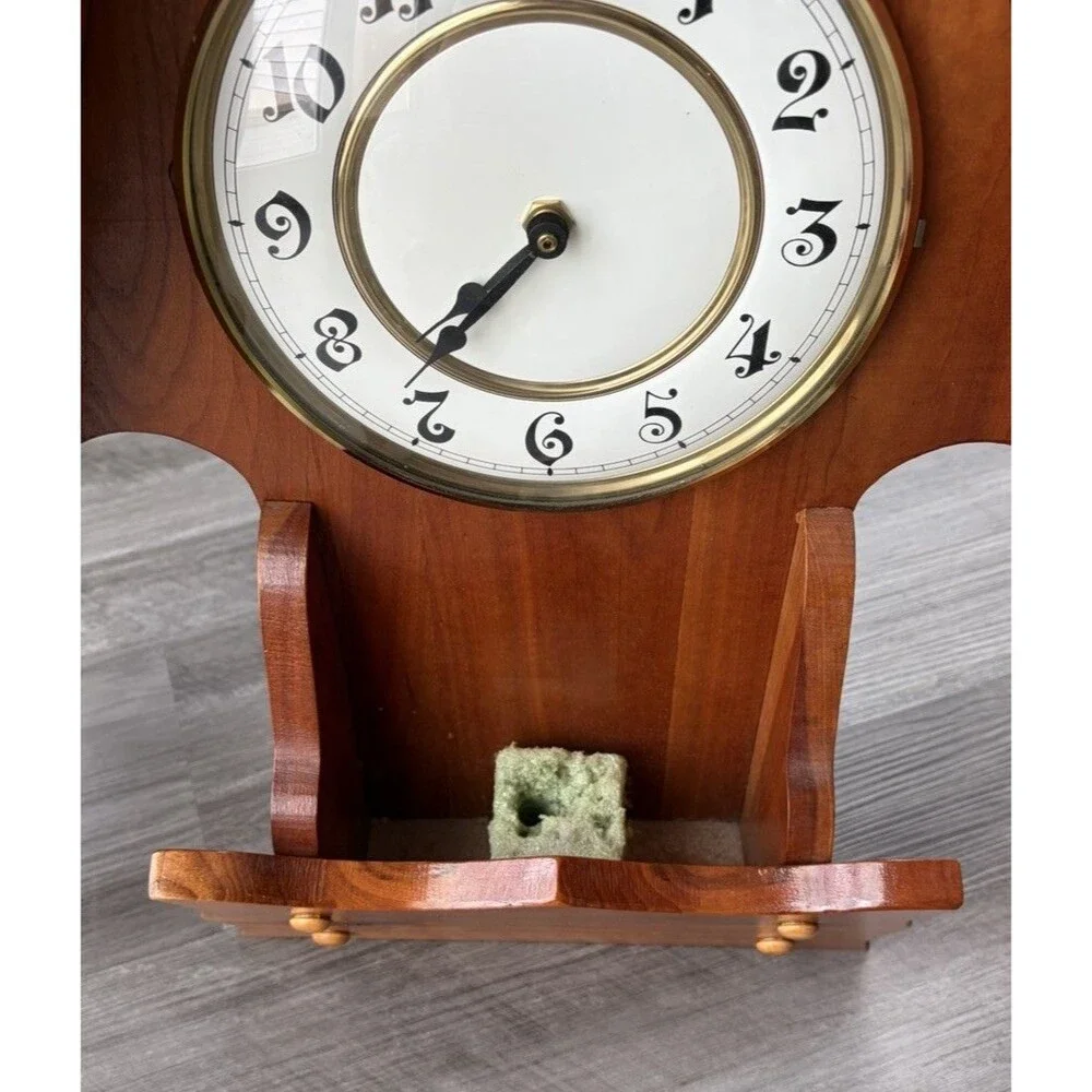 Vintage Handmade Wood Steeple Wall Clock Rustic Gothic Arrowhead A Frame Decor